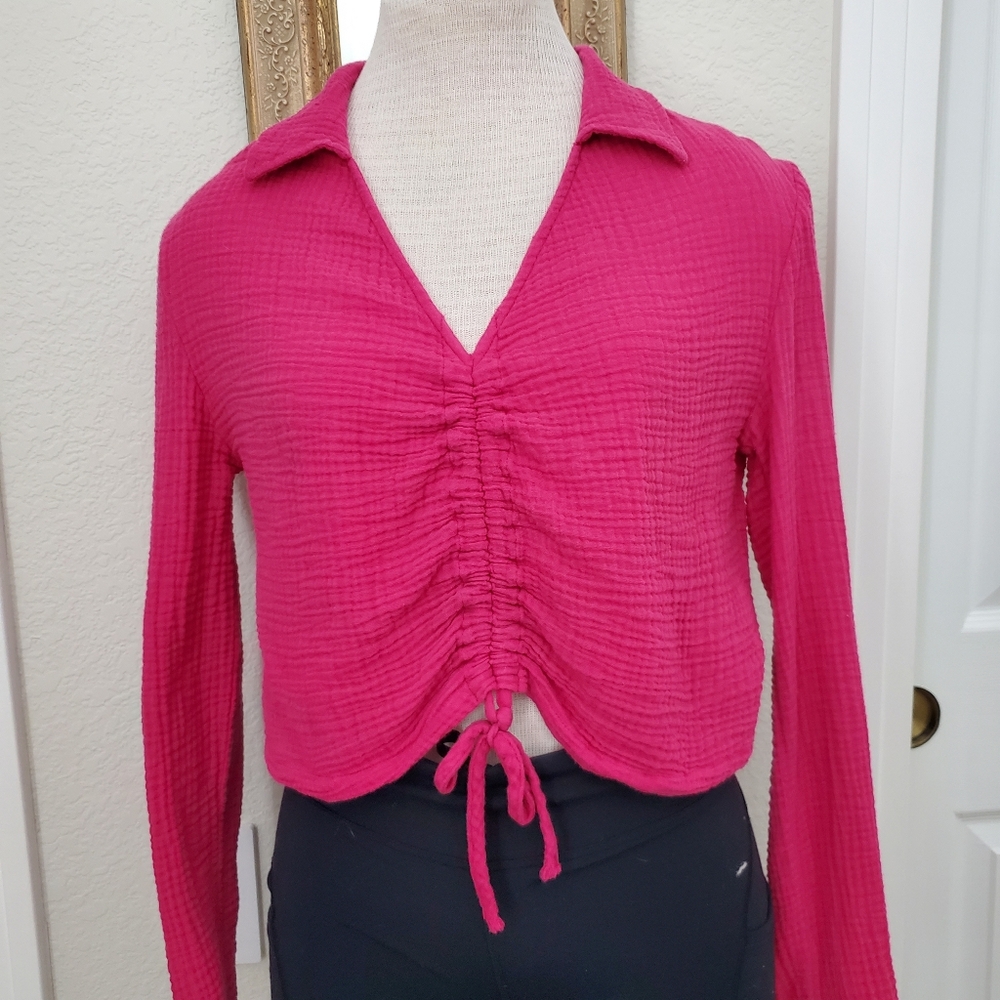 Monrow Women's Pink Ruched Top M